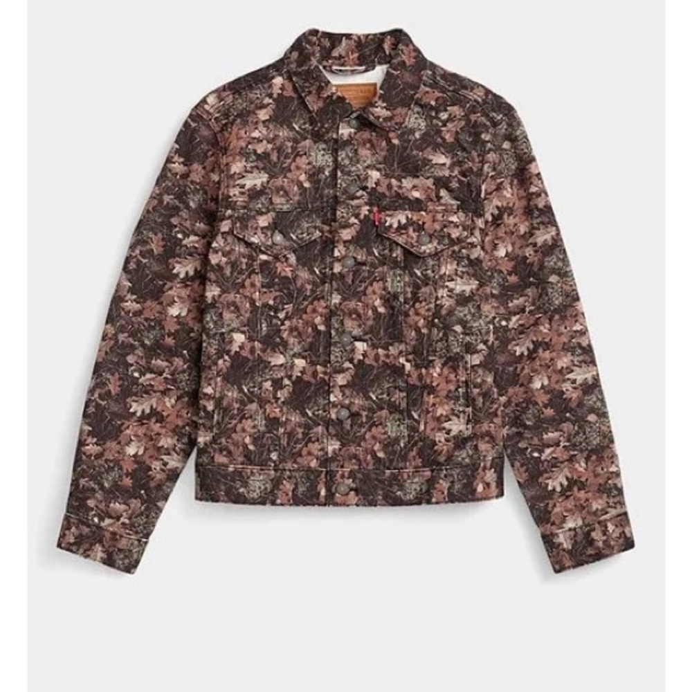 LEVI'S Men's Brown Leaf Camo Trucker Jean Jacket - HTF - Picture 4 of 6